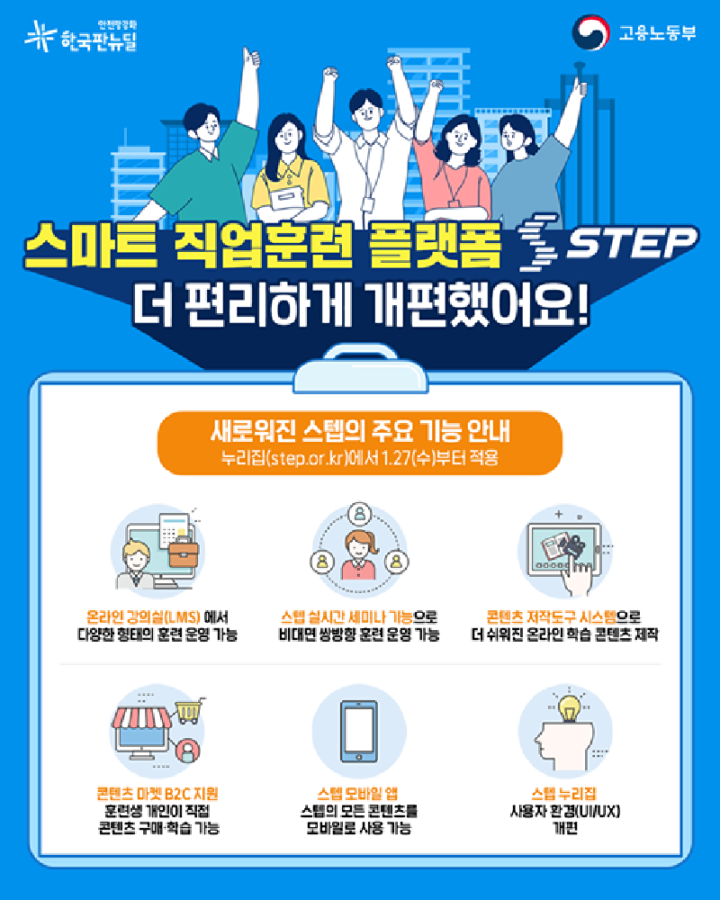 [카드뉴스] 스마트 직업훈련 플랫폼 STEP 개편1