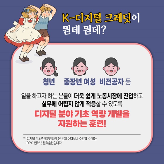 [카드뉴스] 고용노동부 디지털 기초역량훈련과정  K디지털 크레딧2