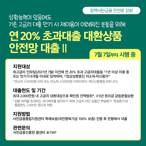 [카드뉴스] 저신용·저소득자 대상 ‘정책서민금융상품’ 총정리5