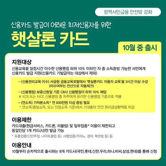 [카드뉴스] 저신용·저소득자 대상 ‘정책서민금융상품’ 총정리8