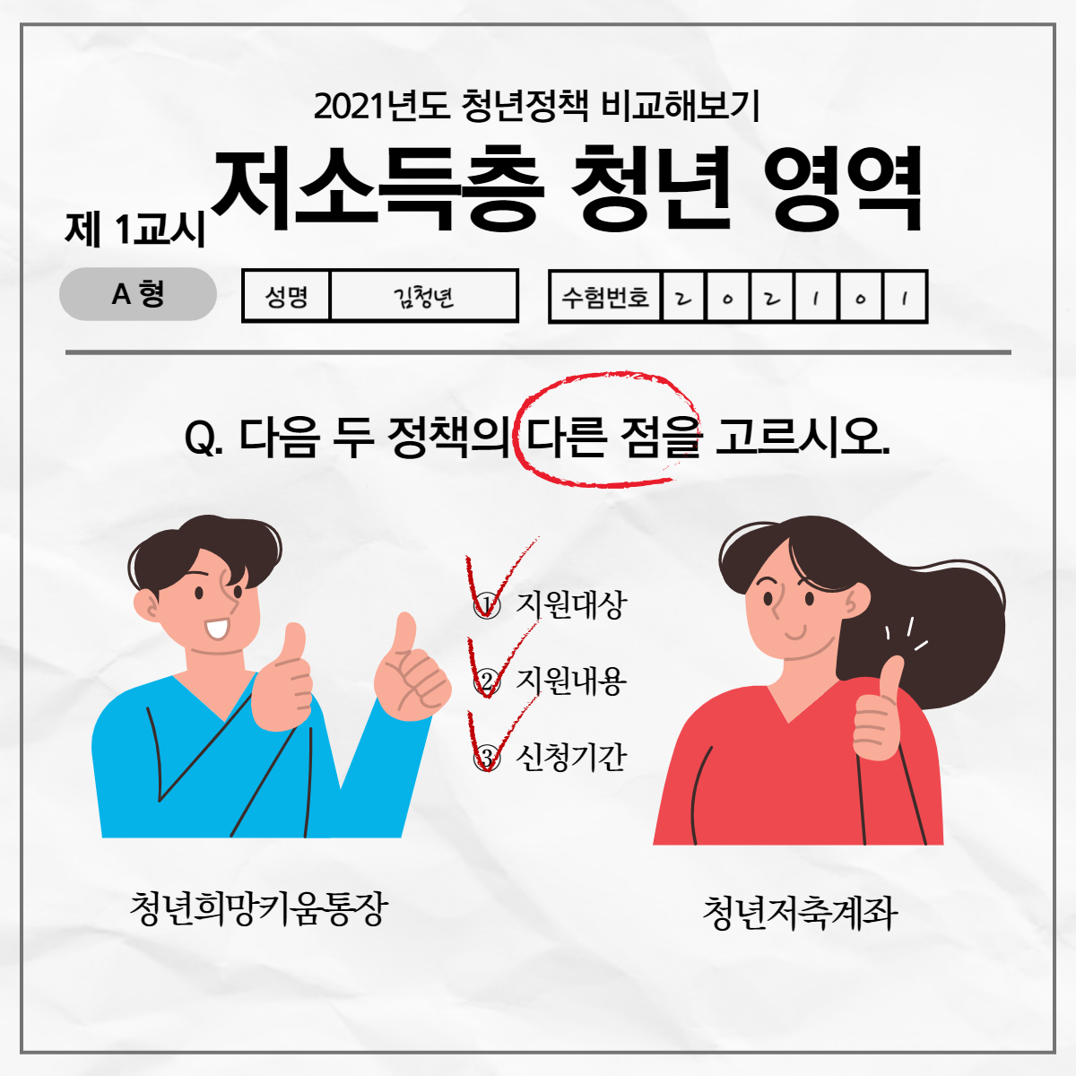 [카드뉴스] 2021년도 청년정책 비교해보기(청년희망키움통장vs청년저축계좌)1