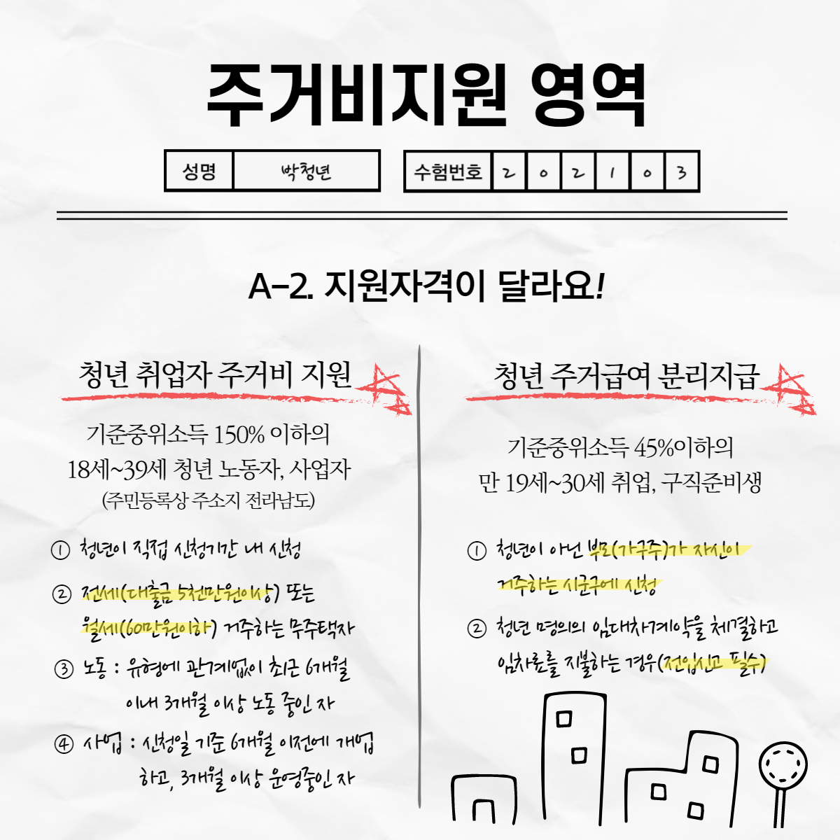 [카드뉴스] 2021년도 청년정책 비교해보기(청년취업자주거비지원vs 청년주거급여분리지급)3